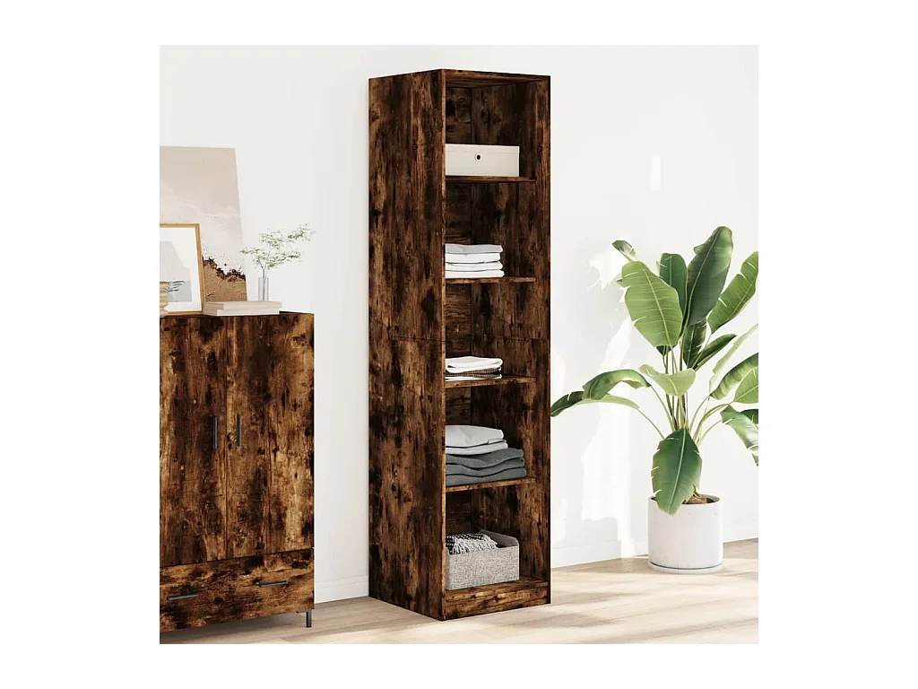 Gerookte eikenhouten kledingkast 50x50x200 cm bewerkt hout