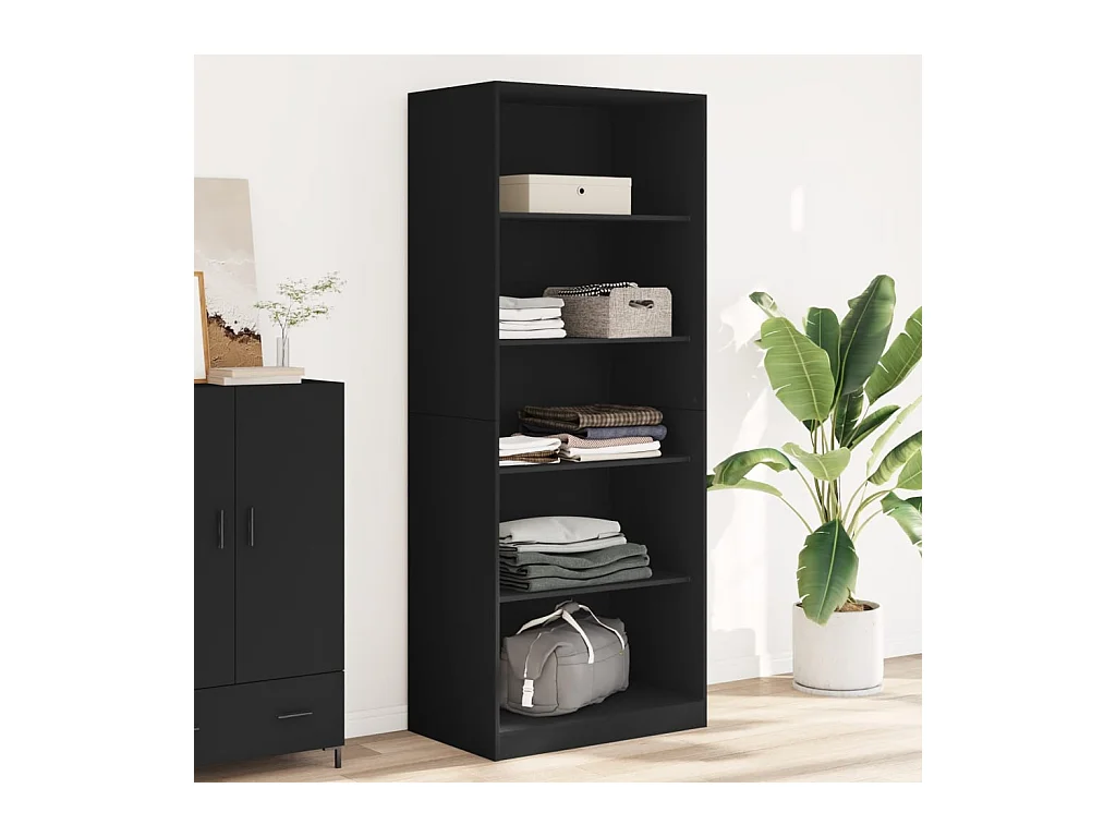 Armario negro 80x50x200 cm madera contrachapada