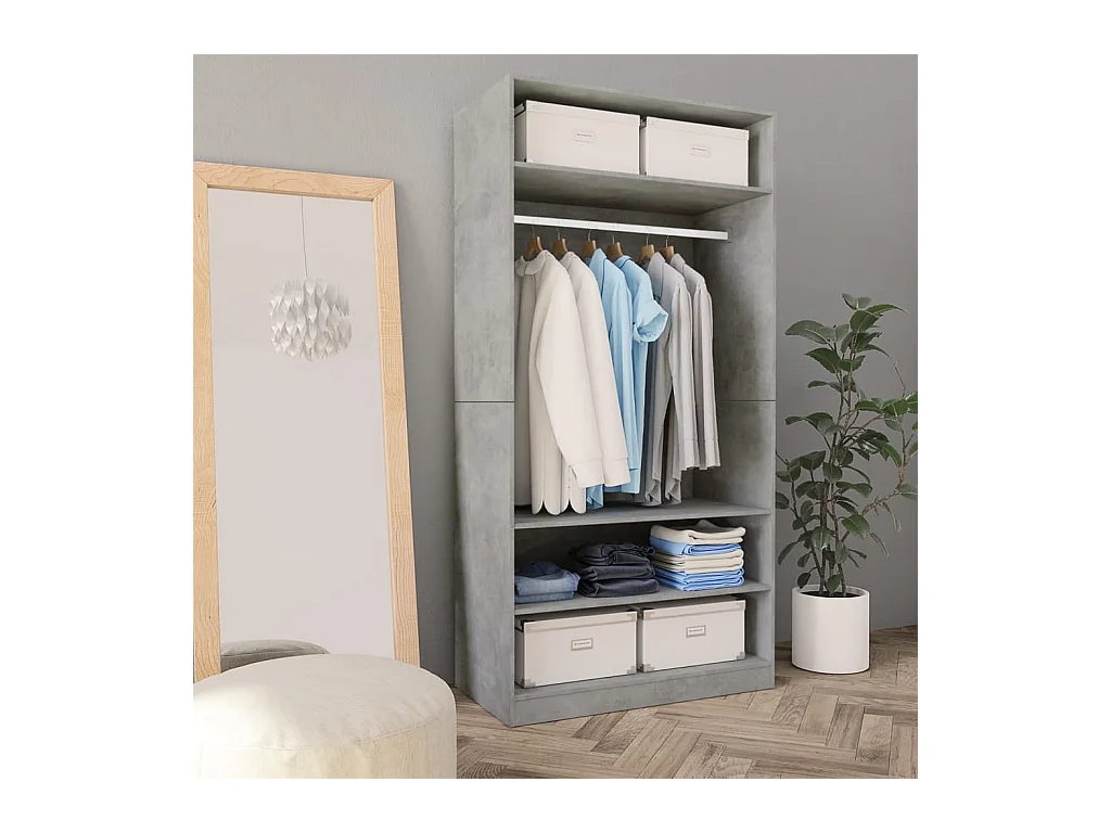 Armadio grigio cemento 100 x 50 x 200 cm in truciolato