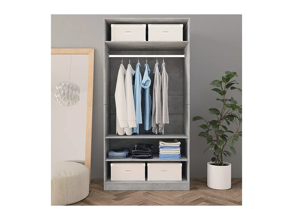 Armario Gris Cemento 100x50x200 cm Aglomerado