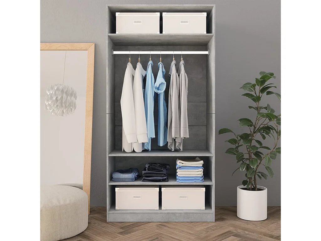 Armario Gris Cemento 100x50x200 cm Aglomerado