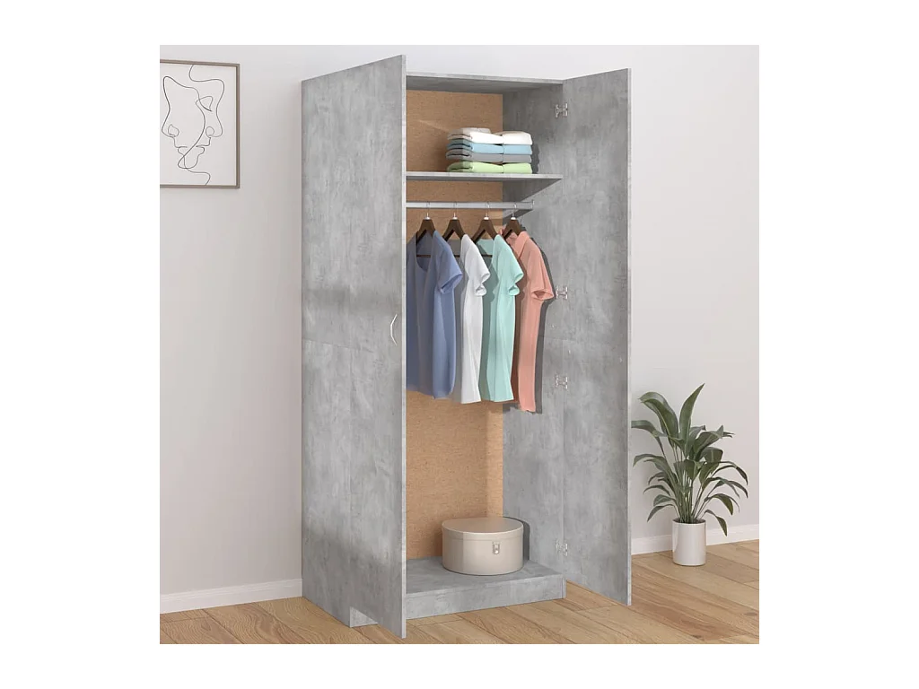 Armadio grigio cemento 90x52x200 cm in legno ingegnerizzato