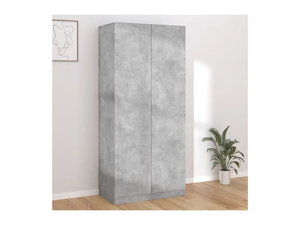 Betongrijze kledingkast 90x52x200 cm bewerkt hout