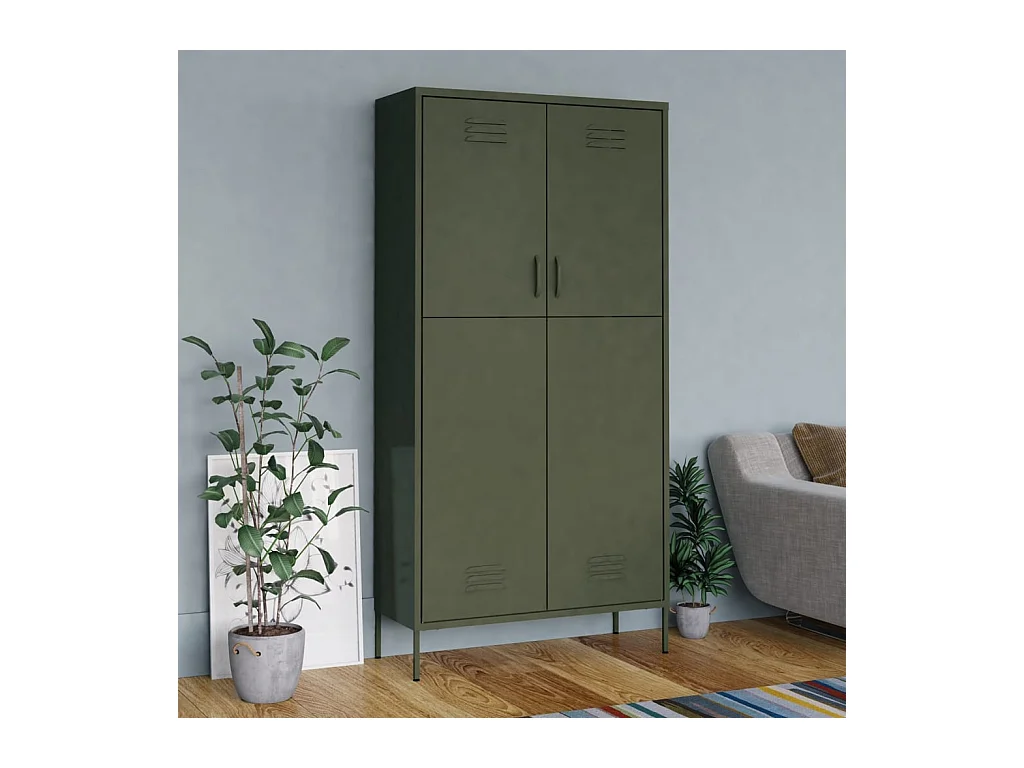 Armadio Verde Oliva 90x50x180 cm Acciaio