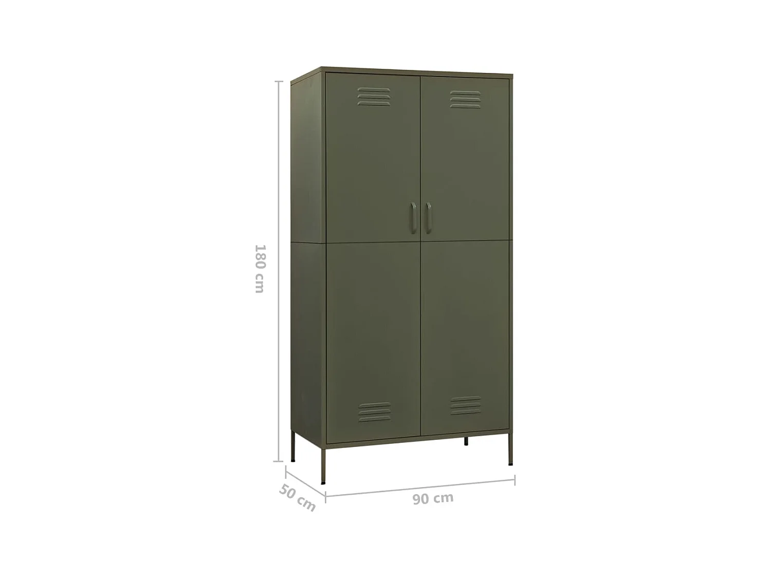 Olijfgroene kledingkast 90x50x180 cm staal