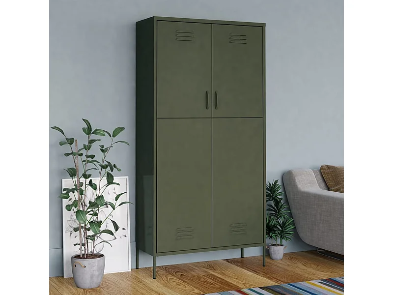 Olivgrüner Kleiderschrank 90x50x180 cm Stahl