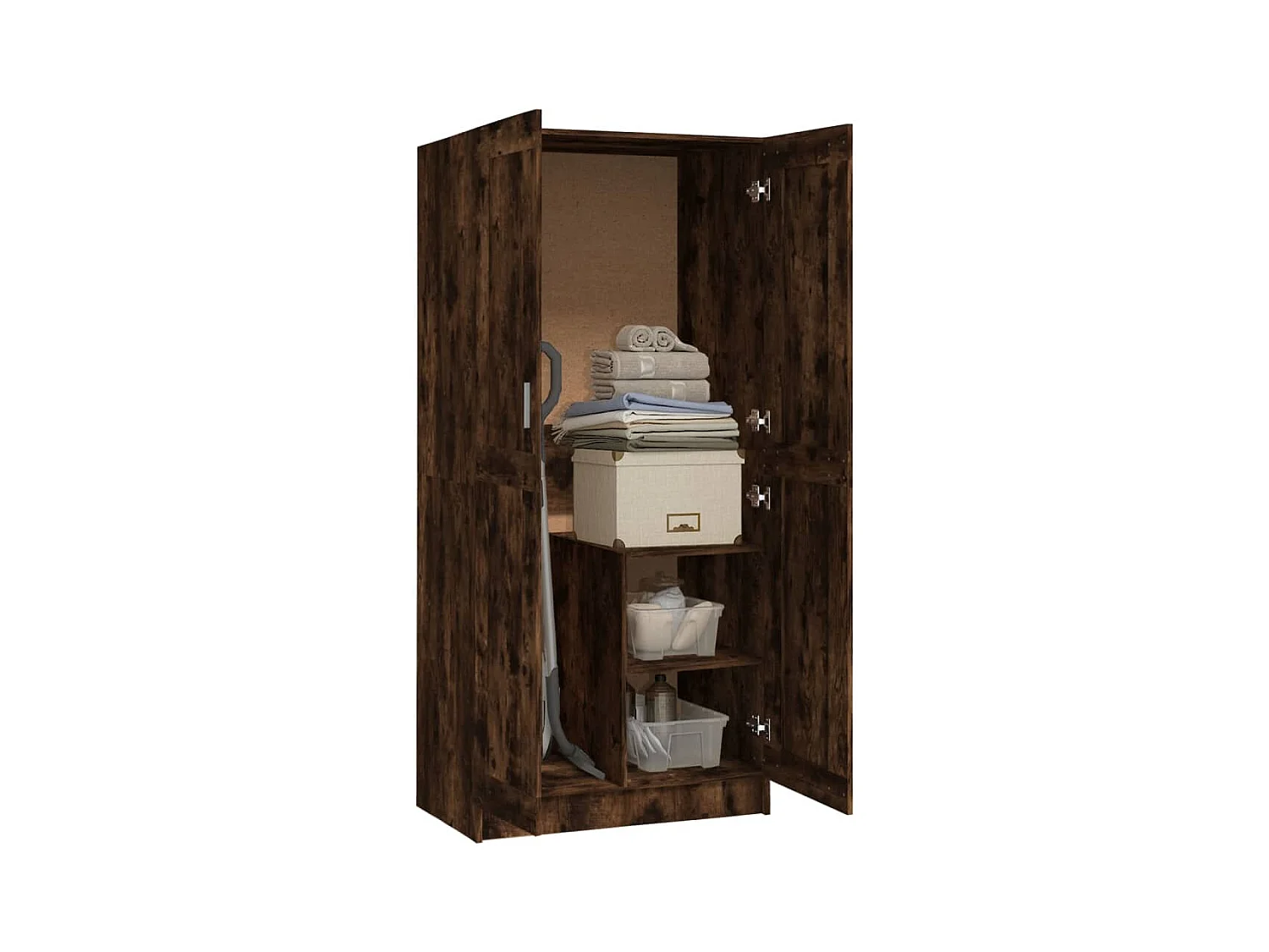 Gerookte eikenhouten kledingkast 82,5x51,5x180 cm, bewerkt hout