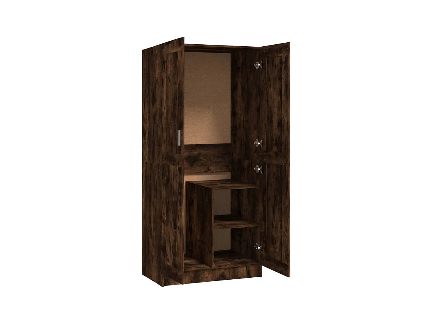 Gerookte eikenhouten kledingkast 82,5x51,5x180 cm, bewerkt hout