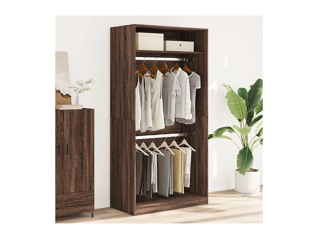 Kledingkast bruin eiken 100x50x200 cm bewerkt hout