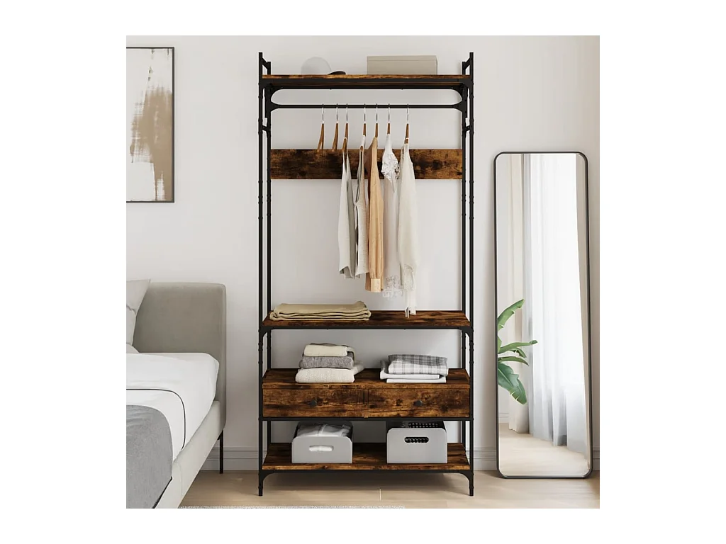 Ladekast van gerookt eikenhout 89x39x184,5 cm bewerkt hout