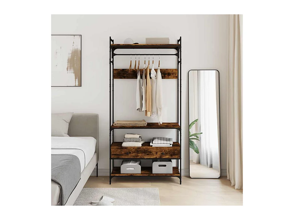 Armoire à tiroirs chêne fumé 89x39x184,5 cm bois d'ingénierie