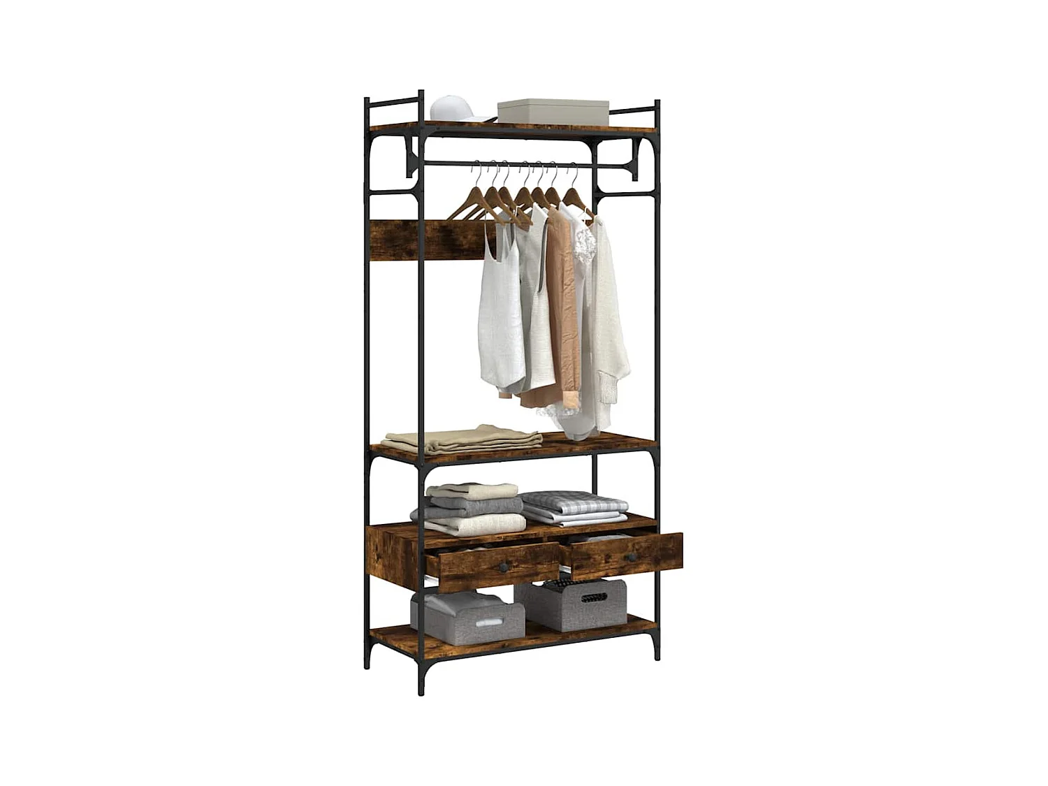 Armoire à tiroirs chêne fumé 89x39x184,5 cm bois d'ingénierie