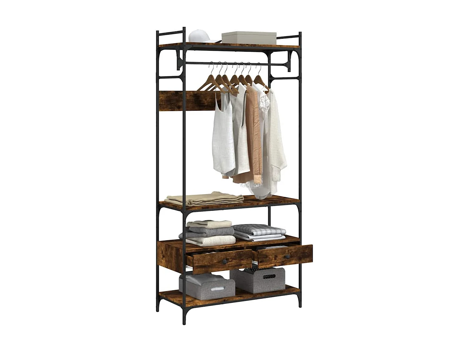 Mobiletto con cassetti in rovere affumicato 89x39x184,5 cm in legno ingegnerizzato