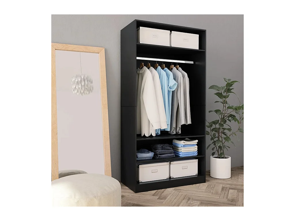 Armario negro 100 x 50 x 200 cm Madera de ingeniería