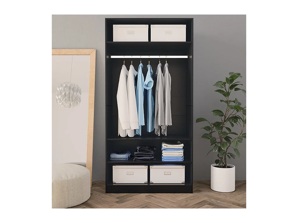 Armario negro 100 x 50 x 200 cm Madera de ingeniería