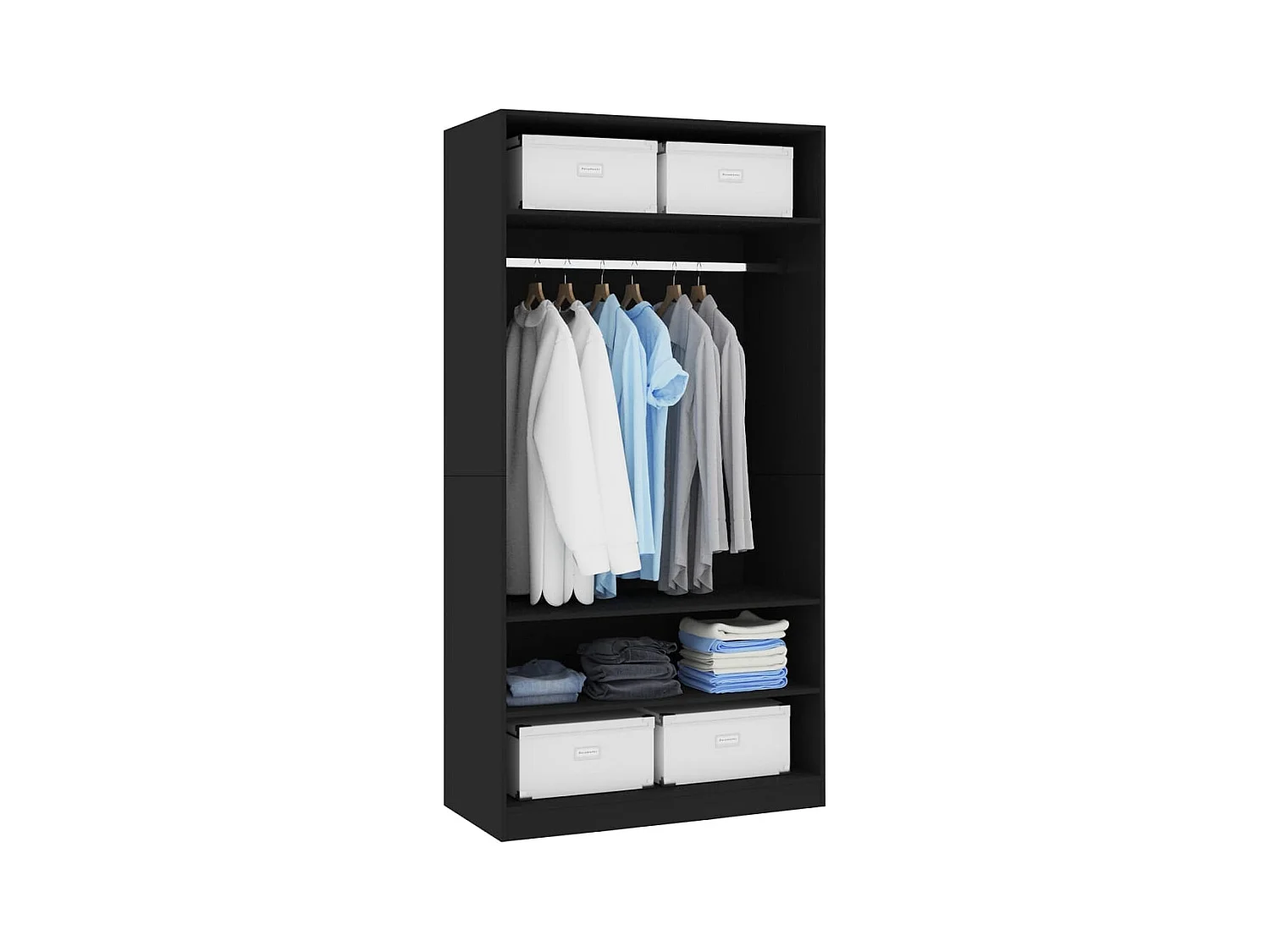 Armario negro 100 x 50 x 200 cm Madera de ingeniería