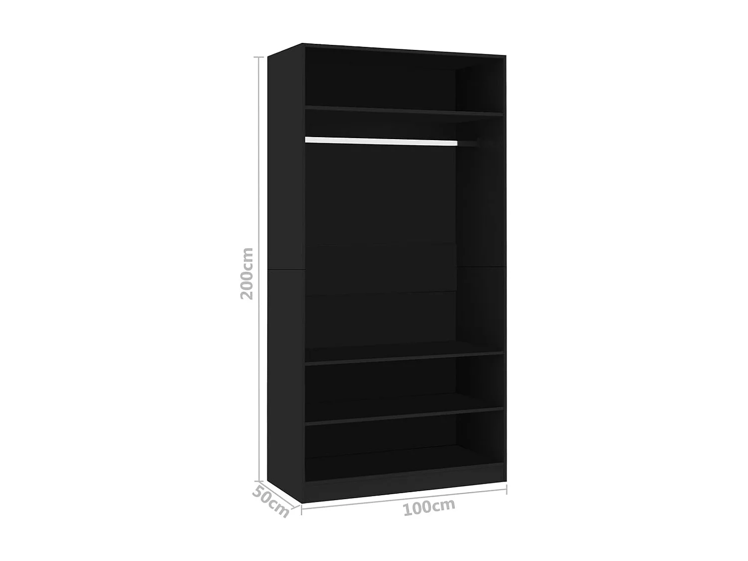 Armadio nero 100 x 50 x 200 cm Legno ingegnerizzato