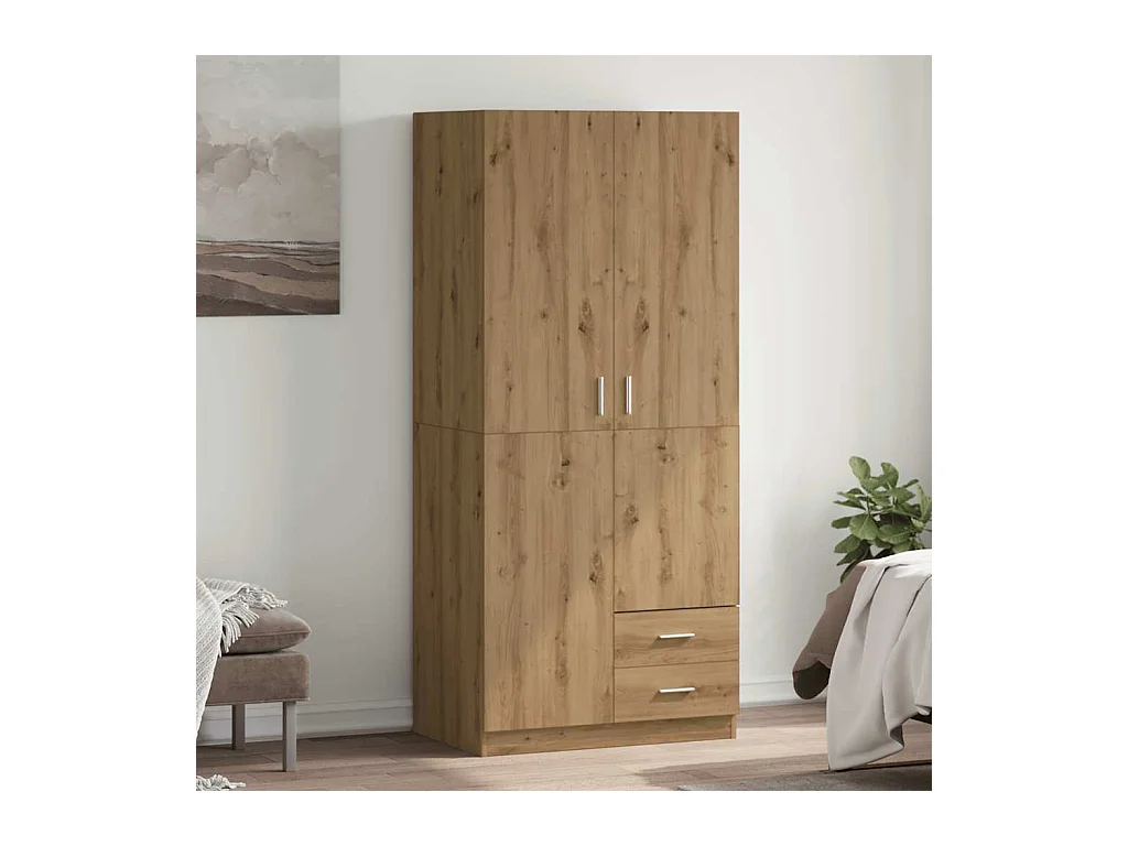Garde-robe chêne artisanal 80x52x180 cm bois d'ingénierie