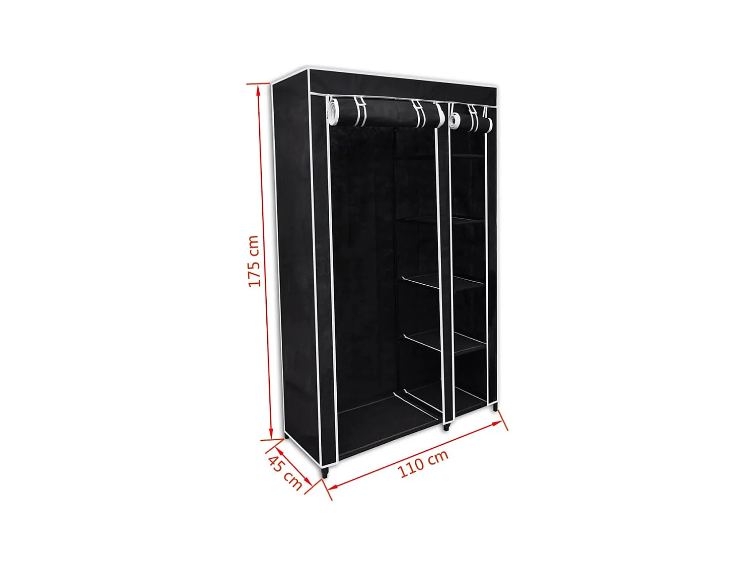 Opvouwbare kledingkast Zwart 110 x 45 x 175 cm