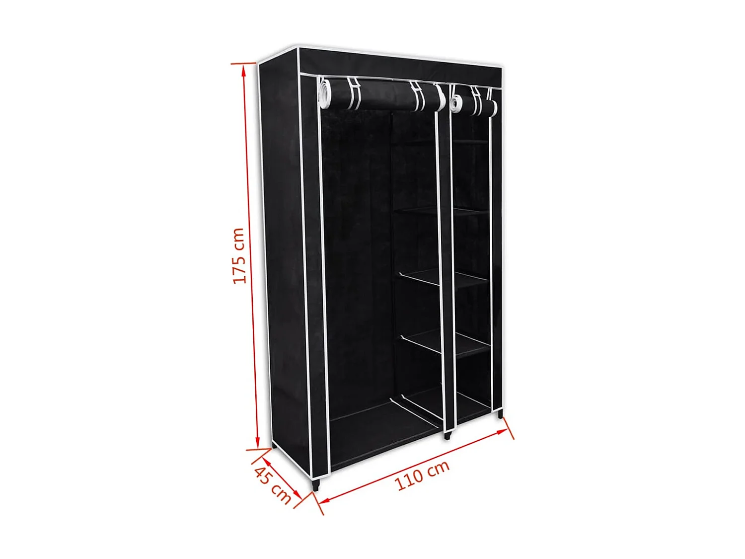 Armadio pieghevole Nero 110 x 45 x 175 cm