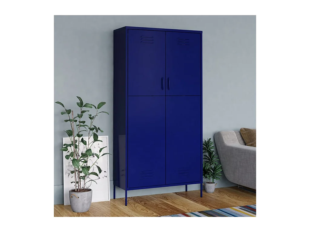 Marineblauer Kleiderschrank 90x50x180 cm Stahl