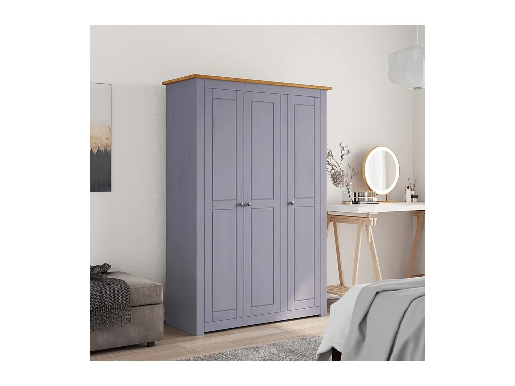 3-deurs kledingkast Grijs 118x50x171,5 cm Pine Panama Assortiment