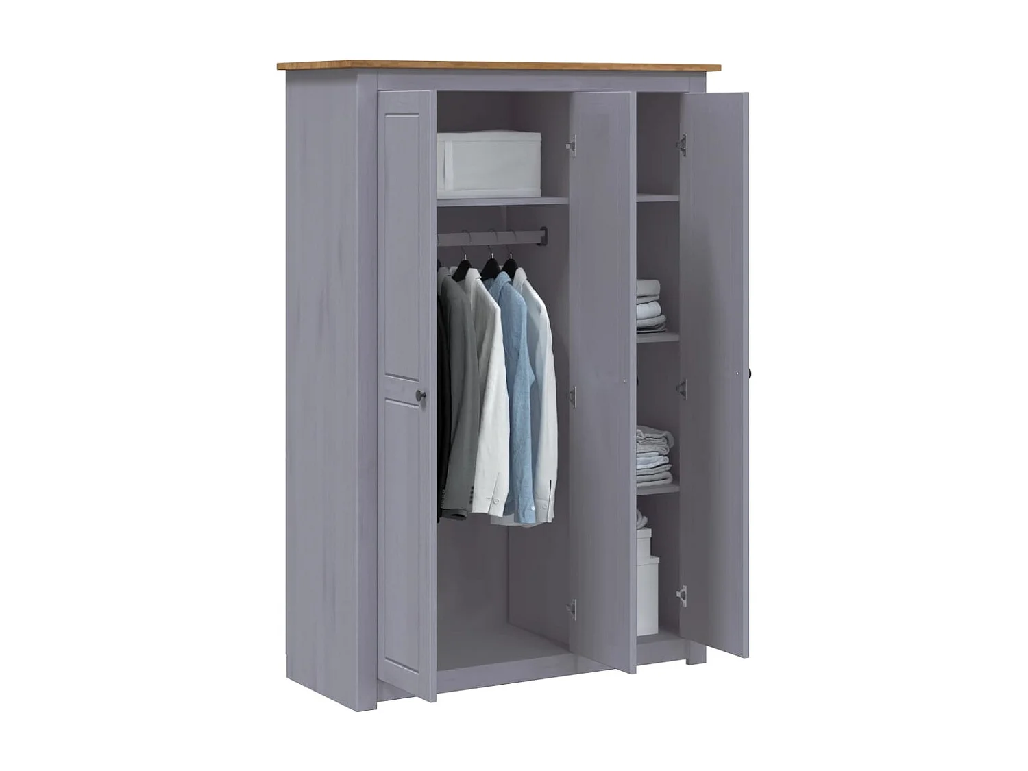 Armario 3 puertas Gris 118x50x171,5 cm Pino Panamá Surtido
