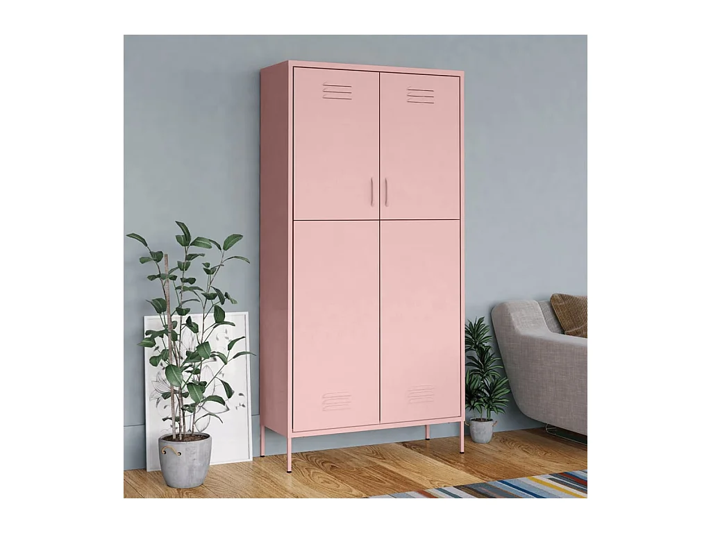 Armario rosa 90x50x180 cm Acero
