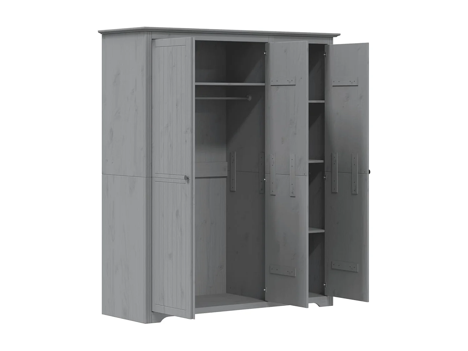 Armadio grigio BODO 146x53,5x173 cm in legno massello di pino