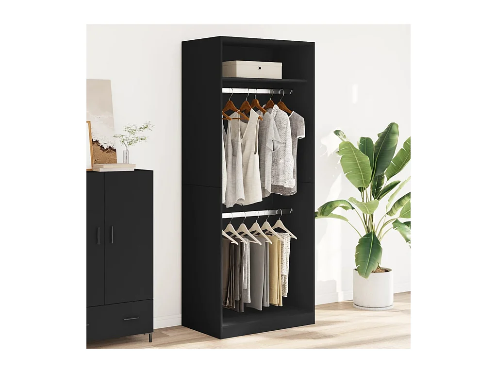 Armario negro 80x50x200 cm madera contrachapada