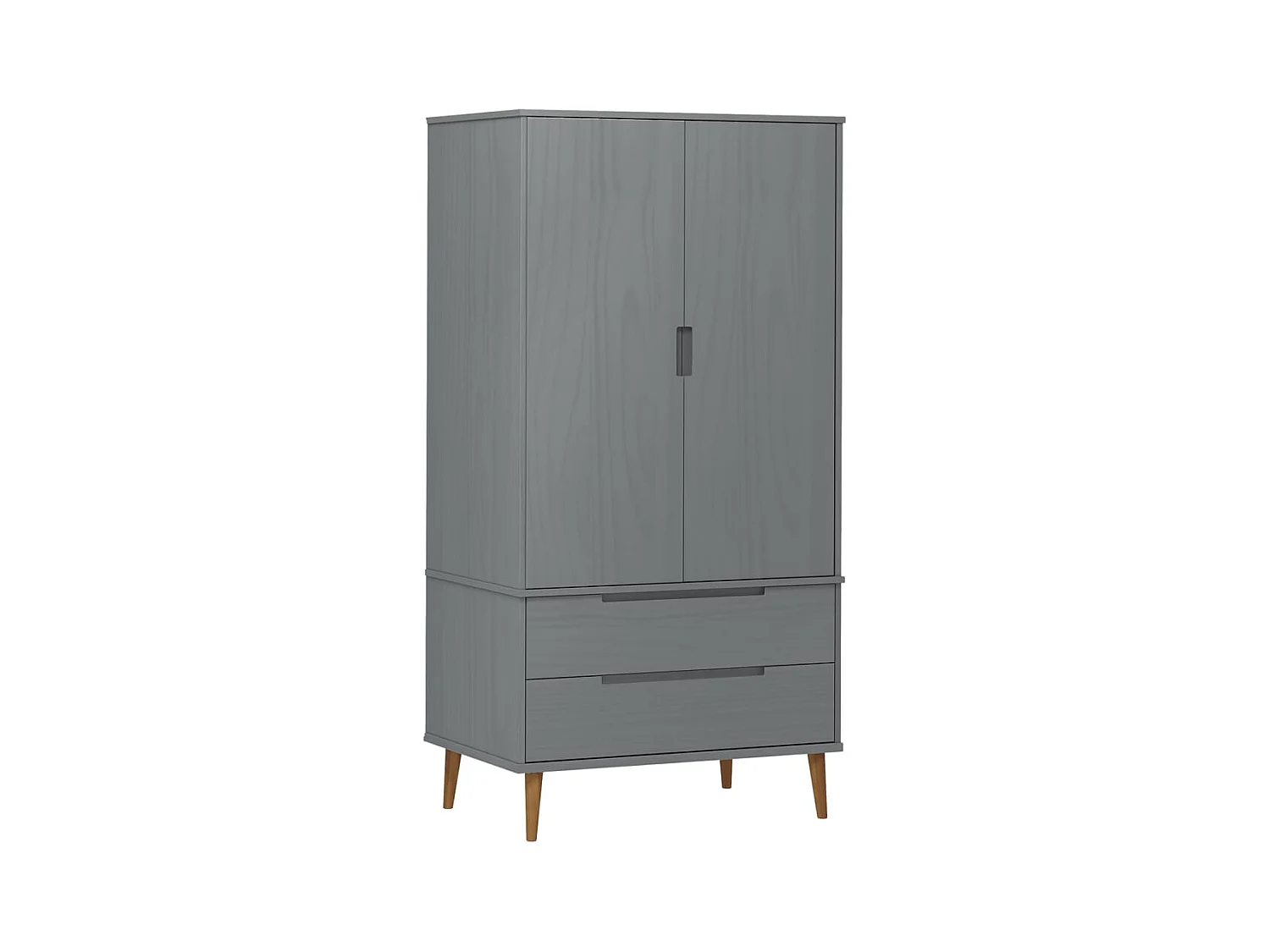 MOLDE Kleiderschrank Grau 90x55x175 cm Massivholz Kiefer