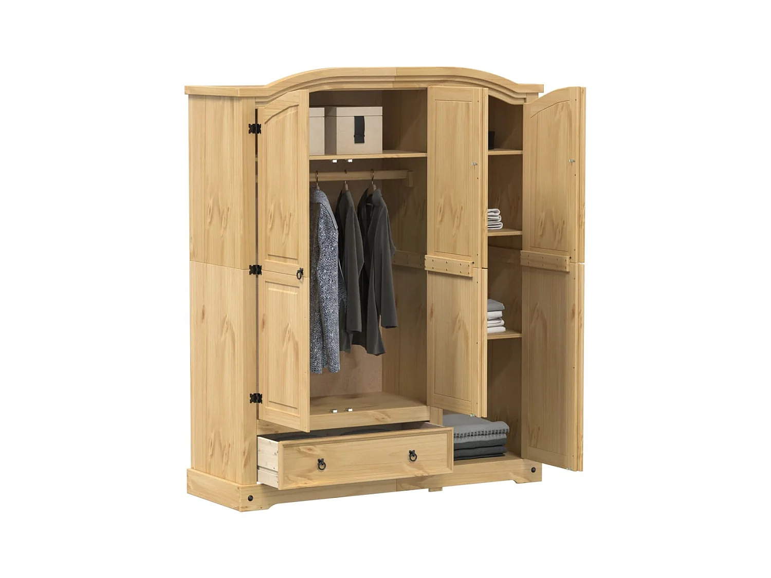 Corona kledingkast 151,5x52x186 cm massief grenenhout