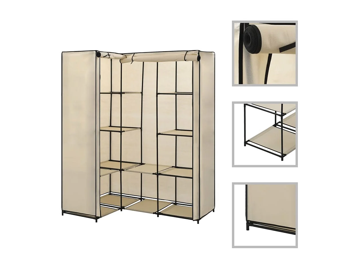 Eckkleiderschrank Creme 130 x 87 x 169 cm