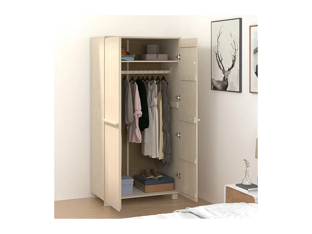 Garde-robe HAMAR Marron miel 89x50x180 cm Bois massif de pin