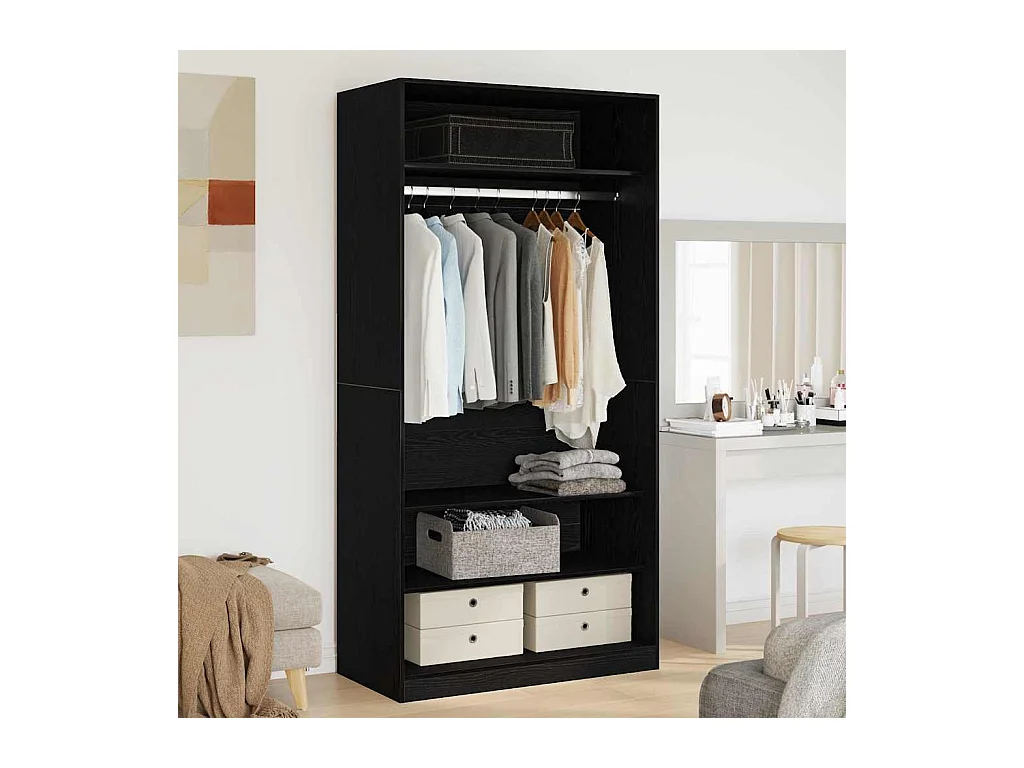 Kleiderschrank Eiche schwarz 100 x 50 x 200 cm Holzwerkstoff