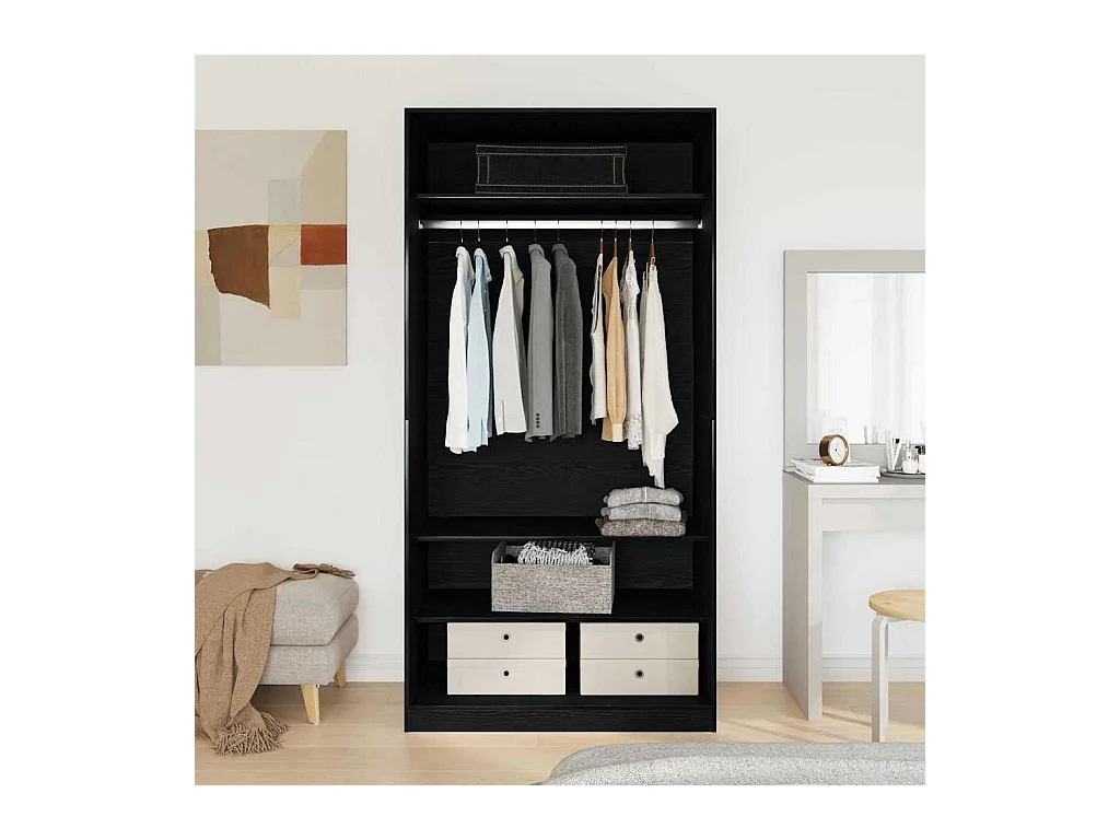 Kleiderschrank Eiche schwarz 100 x 50 x 200 cm Holzwerkstoff