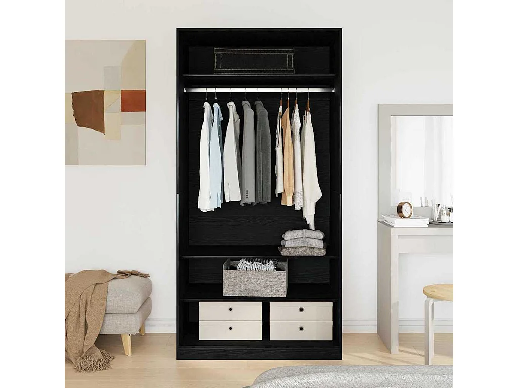 Armoire Chêne noir 100 x 50 x 200 cm Bois d'ingénierie