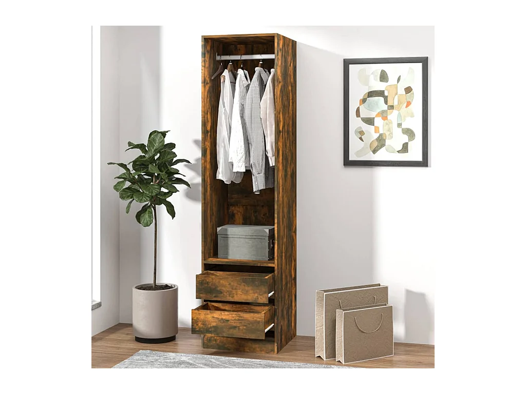 Armadio con cassetti Rovere affumicato 50x50x200 cm Legno composito