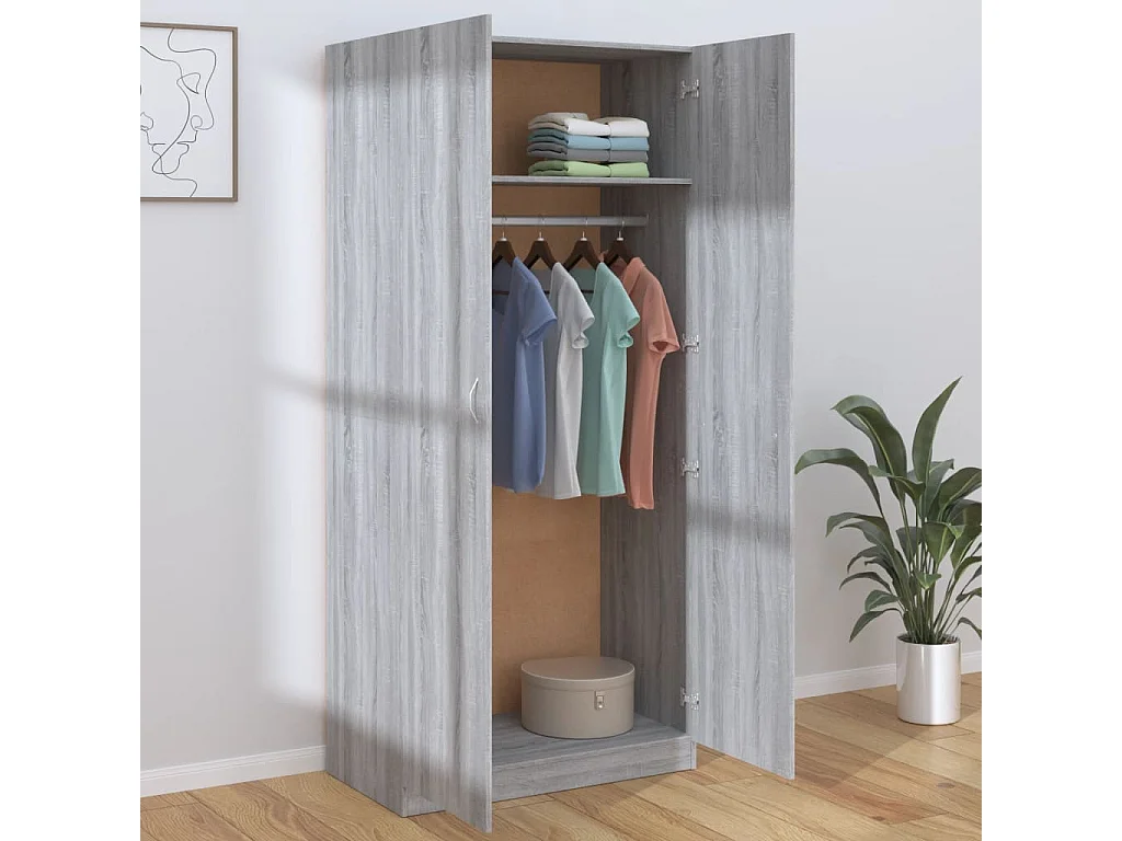 Armadio Sonoma Grey 90x52x200 cm in legno ingegnerizzato