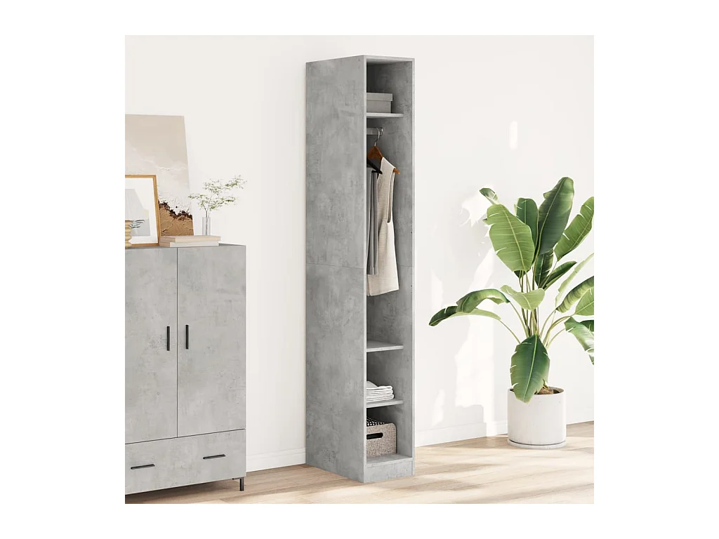 Armadio grigio cemento 30x50x200 cm in legno ingegnerizzato