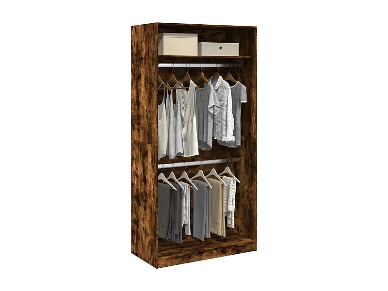 Gerookte eikenhouten kledingkast 100x50x200 cm bewerkt hout