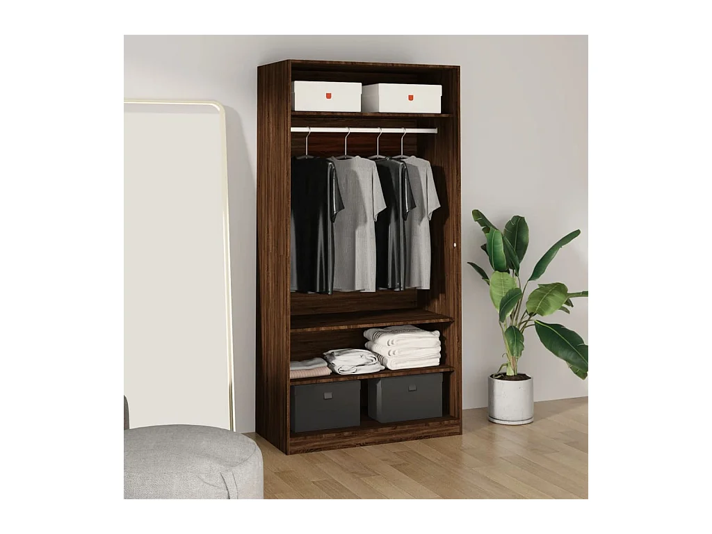 Kledingkast bruin eiken 100x50x200 cm bewerkt hout