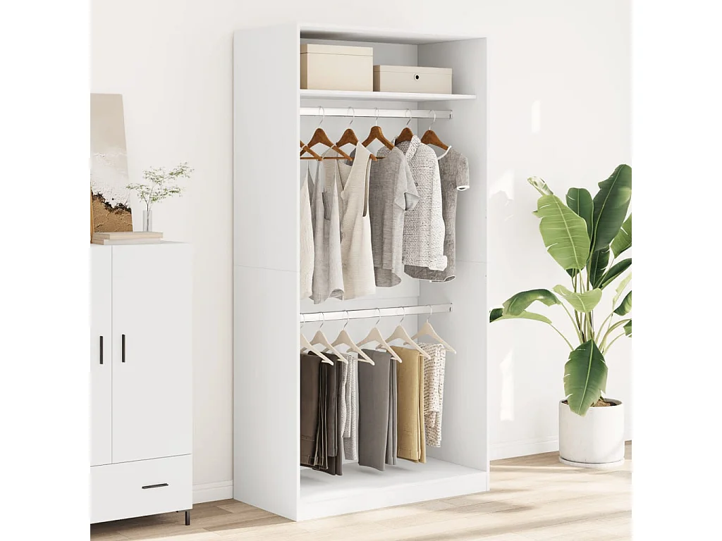 Armario blanco 100x50x200 cm Madera contrachapada