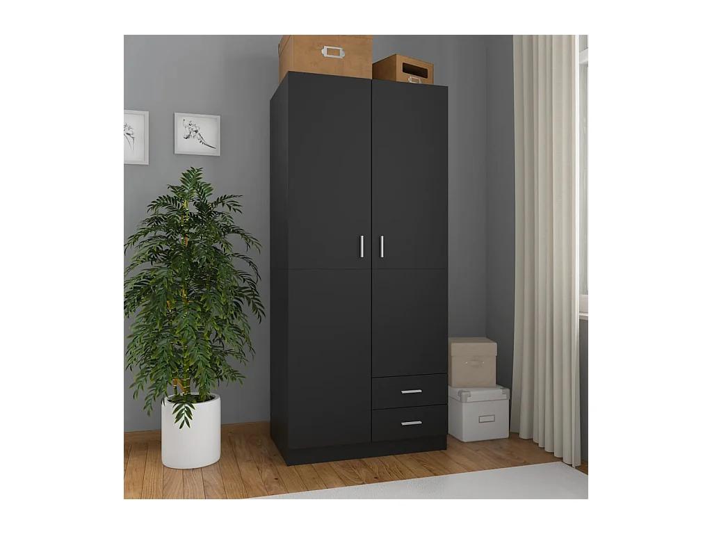 Zwarte kledingkast 80x52x180 cm Spaanplaat