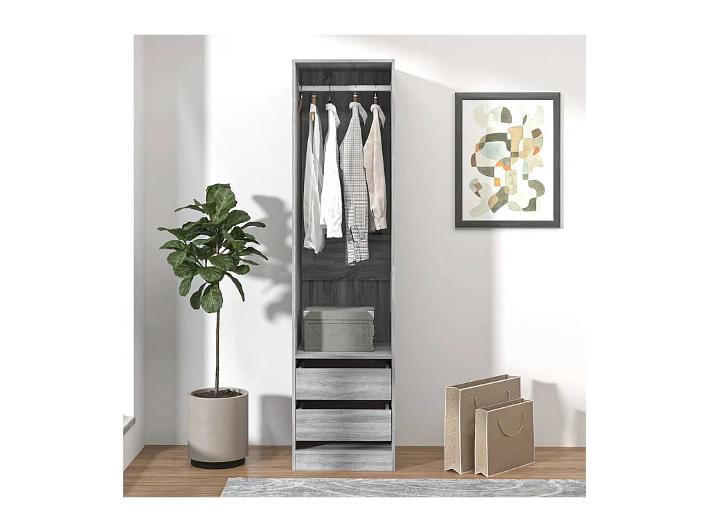 Mobiletto grigio Sonoma con cassetti 50x50x200 cm in legno ingegnerizzato