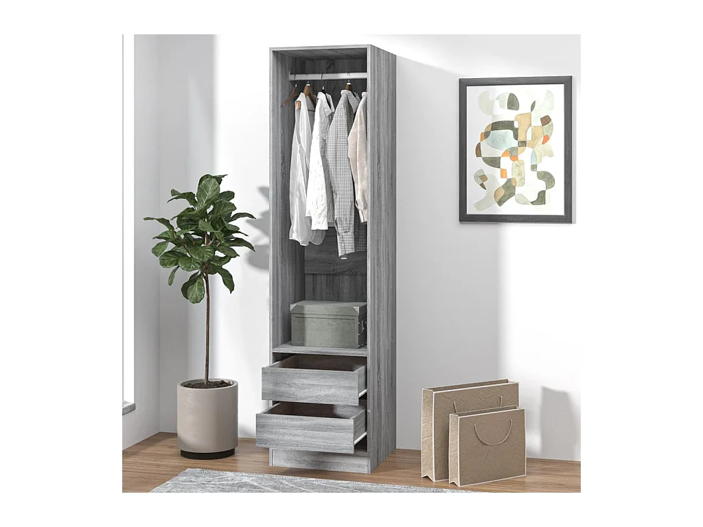 Sonoma Grijze Kast met Laden 50x50x200 cm Bewerkt Hout