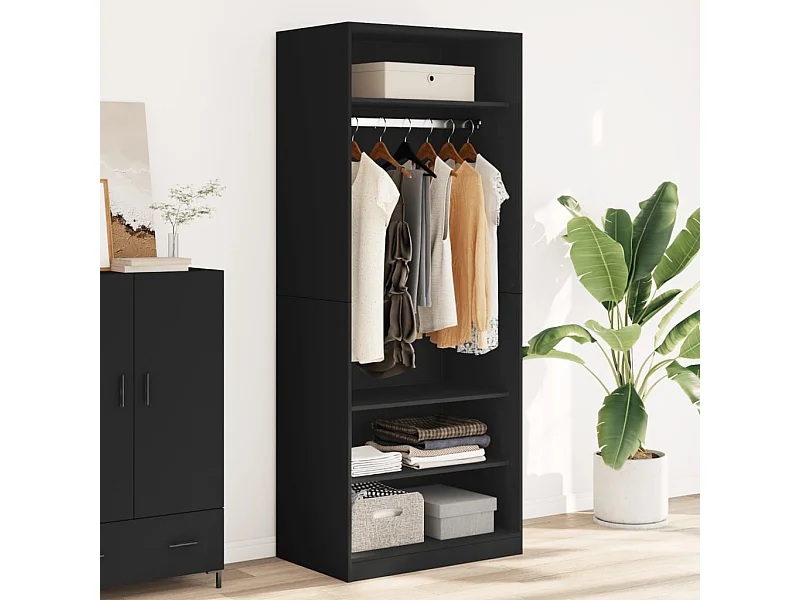 Armario negro 80x50x200 cm madera contrachapada