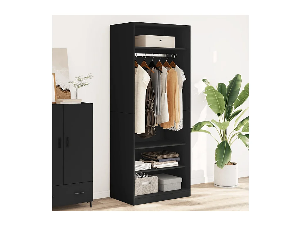 Armario negro 80x50x200 cm madera contrachapada