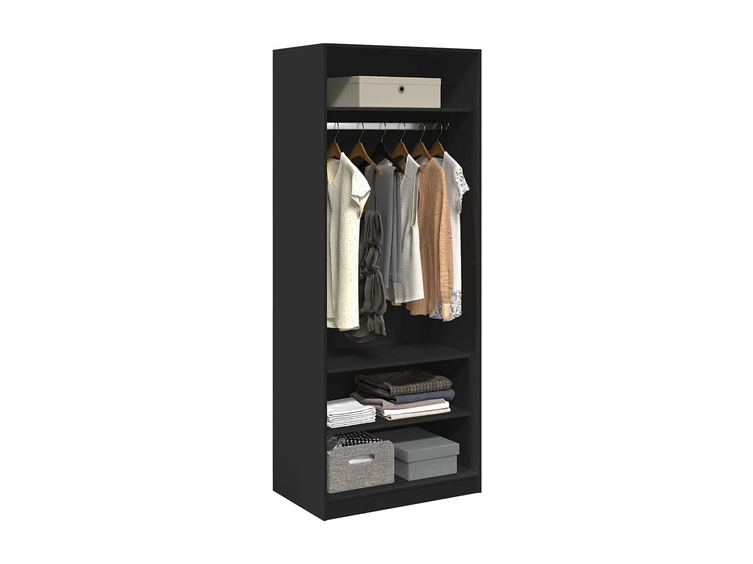 Armadio nero 80x50x200 cm in legno ingegnerizzato