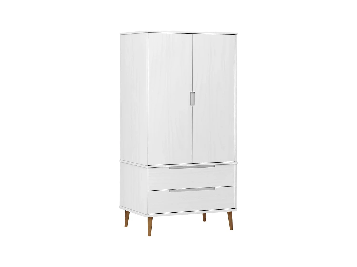 MOLDE Kleiderschrank Weiß 90x55x175 cm Massivholz Kiefer